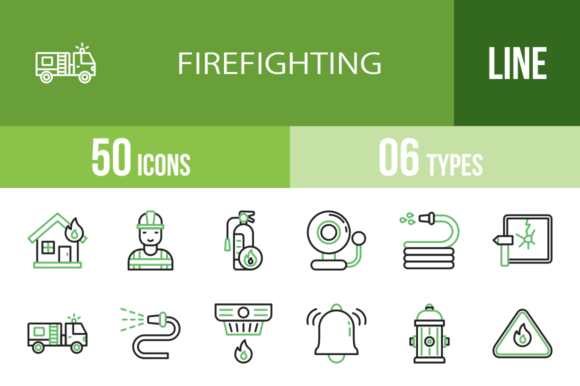 50 Firefighting Green & Black Icons: A Designer's Toolkit