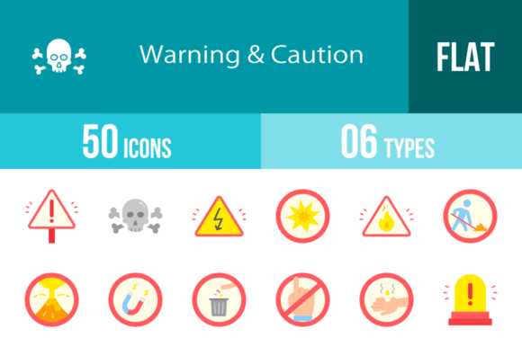 50 Warning & Caution Flat Icons for Clear Communication