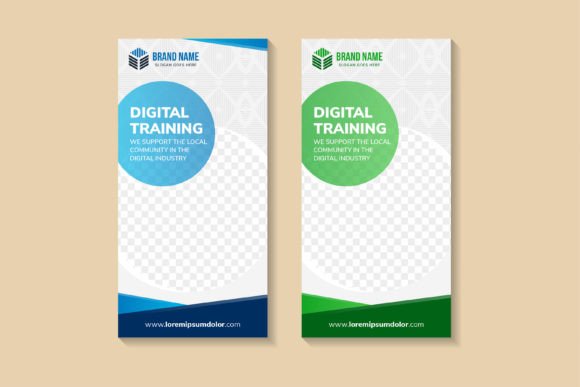 Digital Training Vertical Banner: Blue and Green Gradient Design