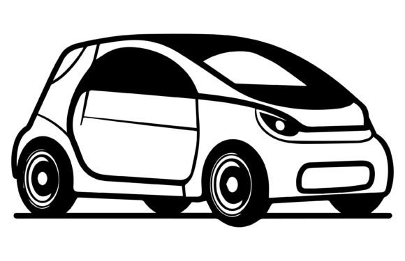 Electric Vehicle Car Vector Icon Outline: A Modern Design Asset