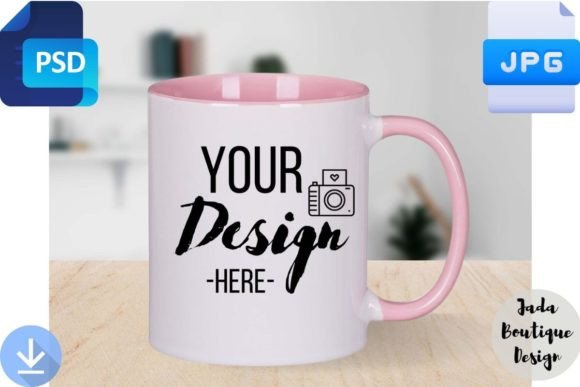 Elevate Your Brand: The Pink Combo Mug Mockup, 11 Oz Pink Handle