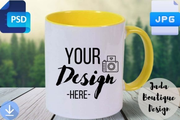 Elevate Your Designs: The Yellow Mug Mockup 11 Oz Yellow Handle