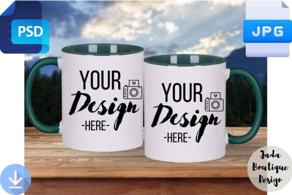 Green Couple Handle Mug Mockup: Elevate Your Product Presentations