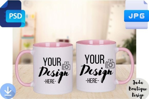 Pink Couple Handle Mug Mockup: A Modern Design Asset
