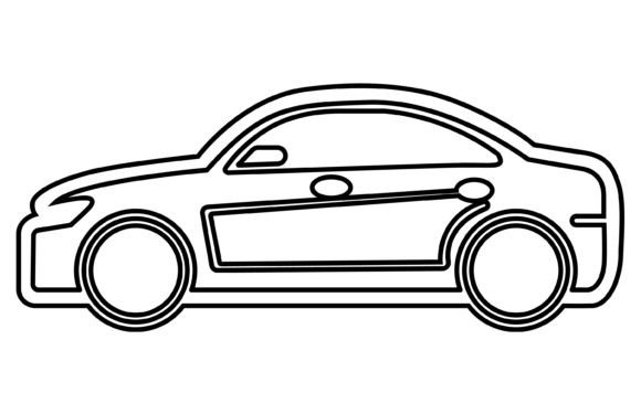 Vehicle Car Outline Vector Illustration: Your Design Asset